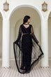 Load image into Gallery viewer, Black Soft Mono Net Sequins Embroidered Saree with Unstitched Blouse Piece ClothsVilla