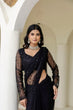 Load image into Gallery viewer, Black Soft Mono Net Sequins Embroidered Saree with Unstitched Blouse Piece ClothsVilla