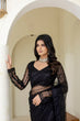 Load image into Gallery viewer, Black Soft Mono Net Sequins Embroidered Saree with Unstitched Blouse Piece ClothsVilla