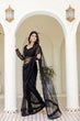 Load image into Gallery viewer, Black Soft Mono Net Sequins Embroidered Saree with Unstitched Blouse Piece ClothsVilla