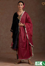 Load image into Gallery viewer, Black Stunning Designer Top, Bottom &amp; Dupatta Set with Velvet, Organza Silk ClothsVilla