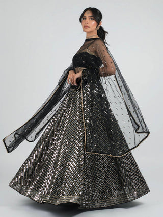 Black Stunning Georgette Lehenga Set – Effortless Elegance for Wedding Celebrations ClothsVilla
