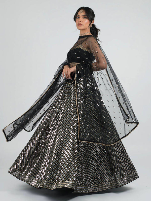 Black Stunning Georgette Lehenga Set – Effortless Elegance for Wedding Celebrations ClothsVilla