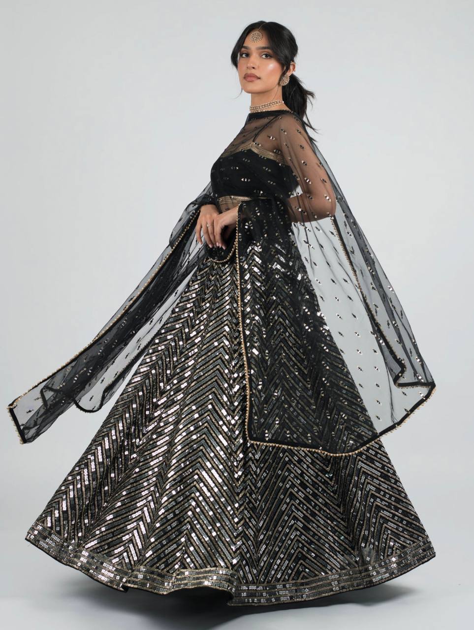 Black Stunning Georgette Lehenga Set – Effortless Elegance for Wedding Celebrations ClothsVilla