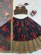 Load image into Gallery viewer, Black Tabby Organza Digital Print Lehenga Choli Set with Thread &amp; Sequin Work – With Dupatta ClothsVilla