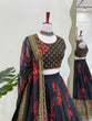 Load image into Gallery viewer, Black Tabby Organza Digital Print Lehenga Choli Set with Thread &amp; Sequin Work – With Dupatta ClothsVilla