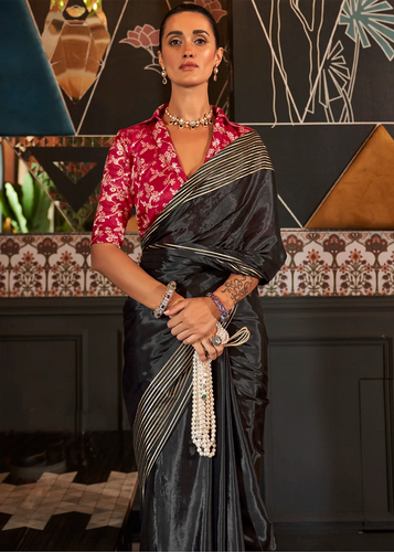 Black Timeless Blended Silk Saree – A Perfect Blend of Tradition & Elegance ClothsVilla