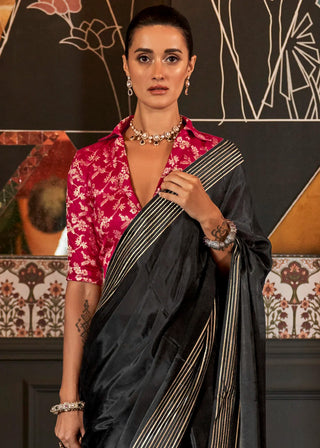 Black Timeless Blended Silk Saree – A Perfect Blend of Tradition & Elegance ClothsVilla