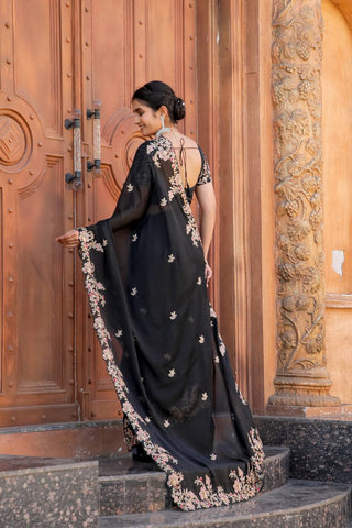Black Timeless Elegance – Kasturi Silk Saree ClothsVilla