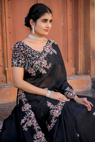 Black Timeless Elegance – Kasturi Silk Saree ClothsVilla