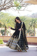 Load image into Gallery viewer, Elegant Black V-Neck Faux Blooming Gown with Sequined Embroidery and Dupatta ClothsVilla