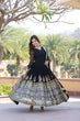 Load image into Gallery viewer, Elegant Black V-Neck Faux Blooming Gown with Sequined Embroidery and Dupatta ClothsVilla