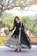 Load image into Gallery viewer, Elegant Black V-Neck Faux Blooming Gown with Sequined Embroidery and Dupatta ClothsVilla