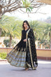 Load image into Gallery viewer, Elegant Black V-Neck Faux Blooming Gown with Sequined Embroidery and Dupatta ClothsVilla