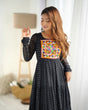 Load image into Gallery viewer, Black Vibrant Laheriya Anarkali Gown – Perfect for Navratri, Ready to Wear