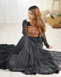 Load image into Gallery viewer, Black Vibrant Laheriya Anarkali Gown – Perfect for Navratri, Ready to Wear
