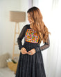 Load image into Gallery viewer, Black Vibrant Laheriya Anarkali Gown – Perfect for Navratri, Ready to Wear