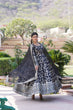 Load image into Gallery viewer, Luxe Black Viscose Jacquard Gown with Sequin Embroidery &amp; Russian Silk Dupatta ClothsVilla