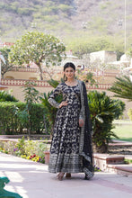 Load image into Gallery viewer, Luxe Black Viscose Jacquard Gown with Sequin Embroidery &amp; Russian Silk Dupatta ClothsVilla