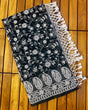 Load image into Gallery viewer, Black Viscose Organza Saree with Exquisite Chickenkari Embroidery – Paired with Elegant White Silk Blouse and Latkan ClothsVilla