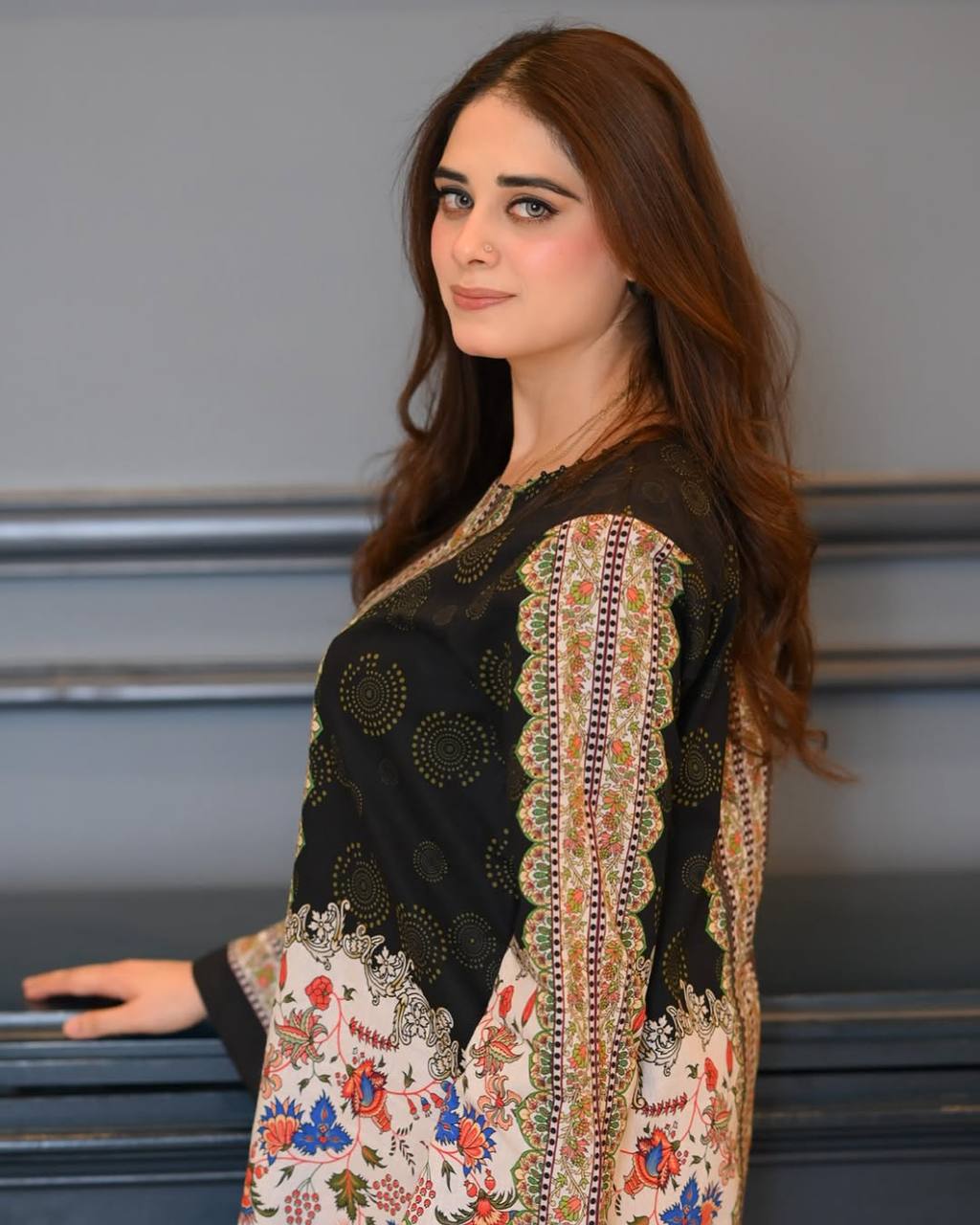 Black & White Digital Printed Pure Natural Crepe Kurti with Palazzo Set – Fully Stitched ClothsVilla