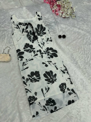 Black & White Elegant Summer Cotton Kurti ClothsVilla