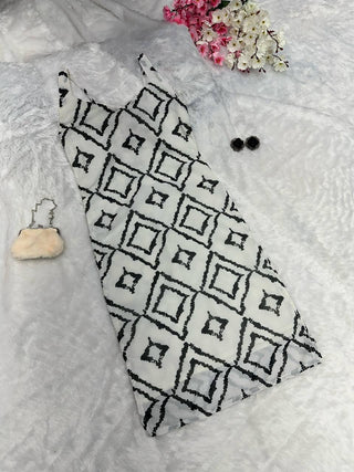 Black & White Elegant Summer Cotton Kurti ClothsVilla