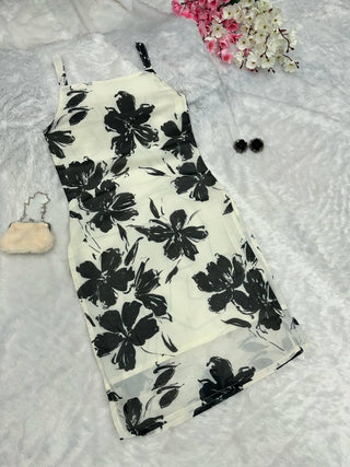 Black & White Elegant Summer Cotton Kurti ClothsVilla