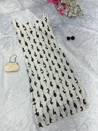 Black & White Elegant Summer Cotton Kurti ClothsVilla