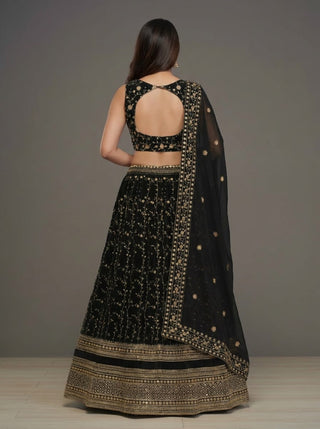 Black Zari Embroidered Lehenga Set