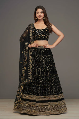 Black Zari Embroidered Lehenga Set
