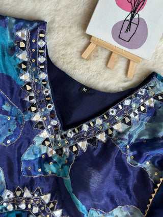 Blue Alia Side Cut-3 Pic Suit Set Elegance with a Modern Twist ClothsVilla.com
