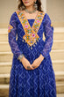 Load image into Gallery viewer, Blue Bandhani Print Faux Georgette Gown with Kutchi Patchwork ClothsVilla