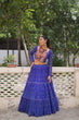 Load image into Gallery viewer, Blue Bandhej Print Faux Georgette Lehenga Choli Set with Gotta Patti &amp; Gamthi Embroidery – Stitched ClothsVilla