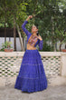 Load image into Gallery viewer, Blue Bandhej Print Faux Georgette Lehenga Choli Set with Gotta Patti &amp; Gamthi Embroidery – Stitched ClothsVilla