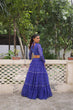 Load image into Gallery viewer, Blue Bandhej Print Faux Georgette Lehenga Choli Set with Gotta Patti &amp; Gamthi Embroidery – Stitched ClothsVilla