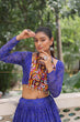 Load image into Gallery viewer, Blue Bandhej Print Faux Georgette Lehenga Choli Set with Gotta Patti &amp; Gamthi Embroidery – Stitched ClothsVilla