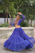 Load image into Gallery viewer, Blue Bandhej Print Faux Georgette Lehenga Choli Set with Gotta Patti &amp; Gamthi Embroidery – Stitched ClothsVilla