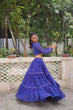 Load image into Gallery viewer, Blue Bandhej Print Faux Georgette Lehenga Choli Set with Gotta Patti &amp; Gamthi Embroidery – Stitched ClothsVilla