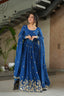 Blue Chinnon Embroidered Zari & Sequins Work Gown with Designer Dupatta – Festive & Party Wear ClothsVilla