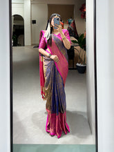 Load image into Gallery viewer, Blue Color Kanjivaram Silk Saree with Exquisite Zari Weaving ClothsVilla