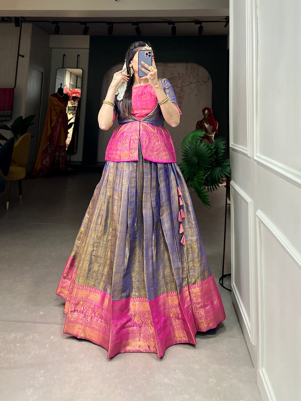 Blue Color Regal Kanjivaram Co-ord Set: Elegance Redefined for Modern Queens ClothsVilla