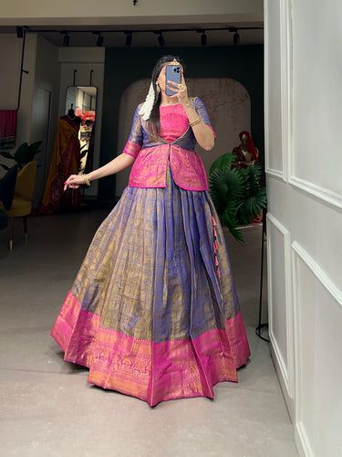 Blue Color Regal Kanjivaram Co-ord Set: Elegance Redefined for Modern Queens ClothsVilla