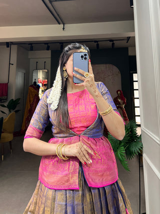 Blue Color Regal Kanjivaram Co-ord Set: Elegance Redefined for Modern Queens ClothsVilla