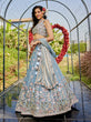 Load image into Gallery viewer, Blue colour Tissue Fabric with Sequinse &amp; Thread embroidery Semi-Stitched Lehenga choli &amp; Dupatta ClothsVilla