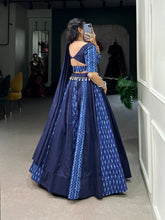 Load image into Gallery viewer, Blue Cotton Chaniya Choli with Cowrie Shell Detail ClothsVilla