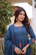 Load image into Gallery viewer, Blue Cotton Embroidered Kurti Pant Set ClothsVilla