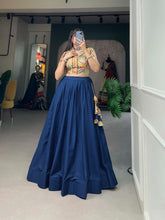 Load image into Gallery viewer, Blue Cotton Lehenga Co-ord Set with Adjustable Blouse ClothsVilla