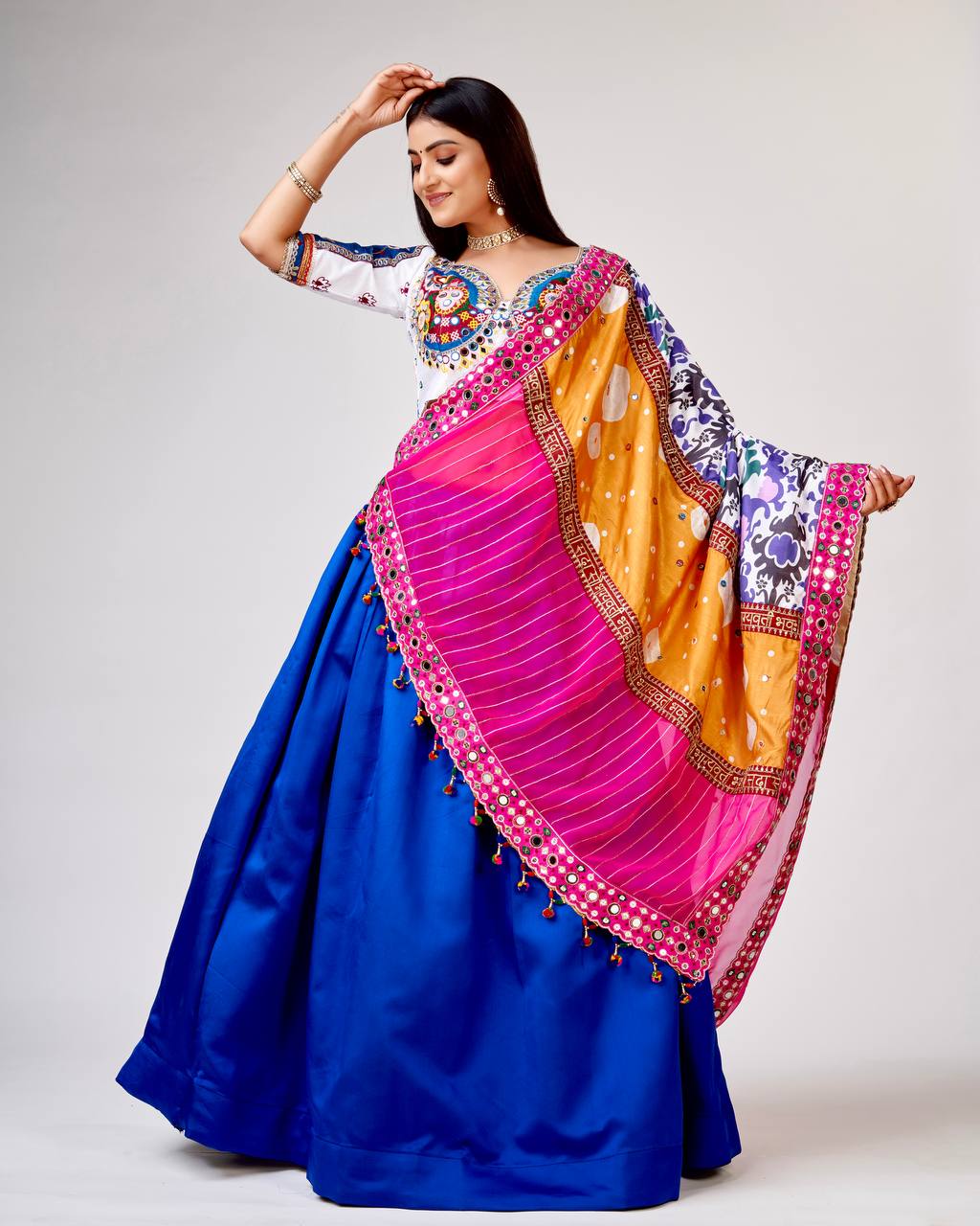 Blue Dance into Garba Night – Designer Chaniya Choli for Festive Elegance ClothsVilla