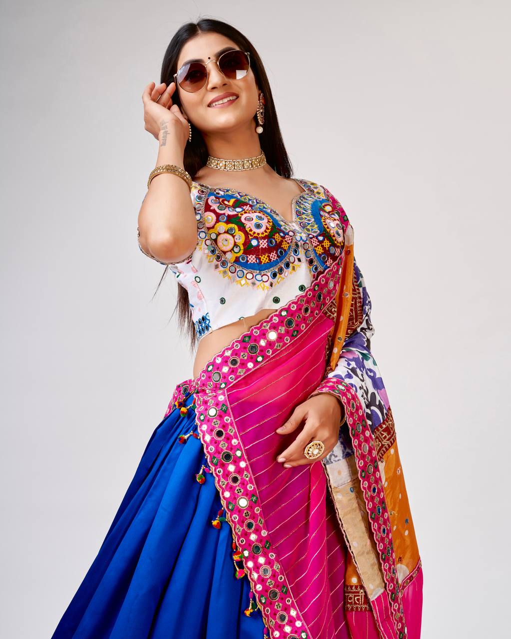 Blue Dance into Garba Night – Designer Chaniya Choli for Festive Elegance ClothsVilla